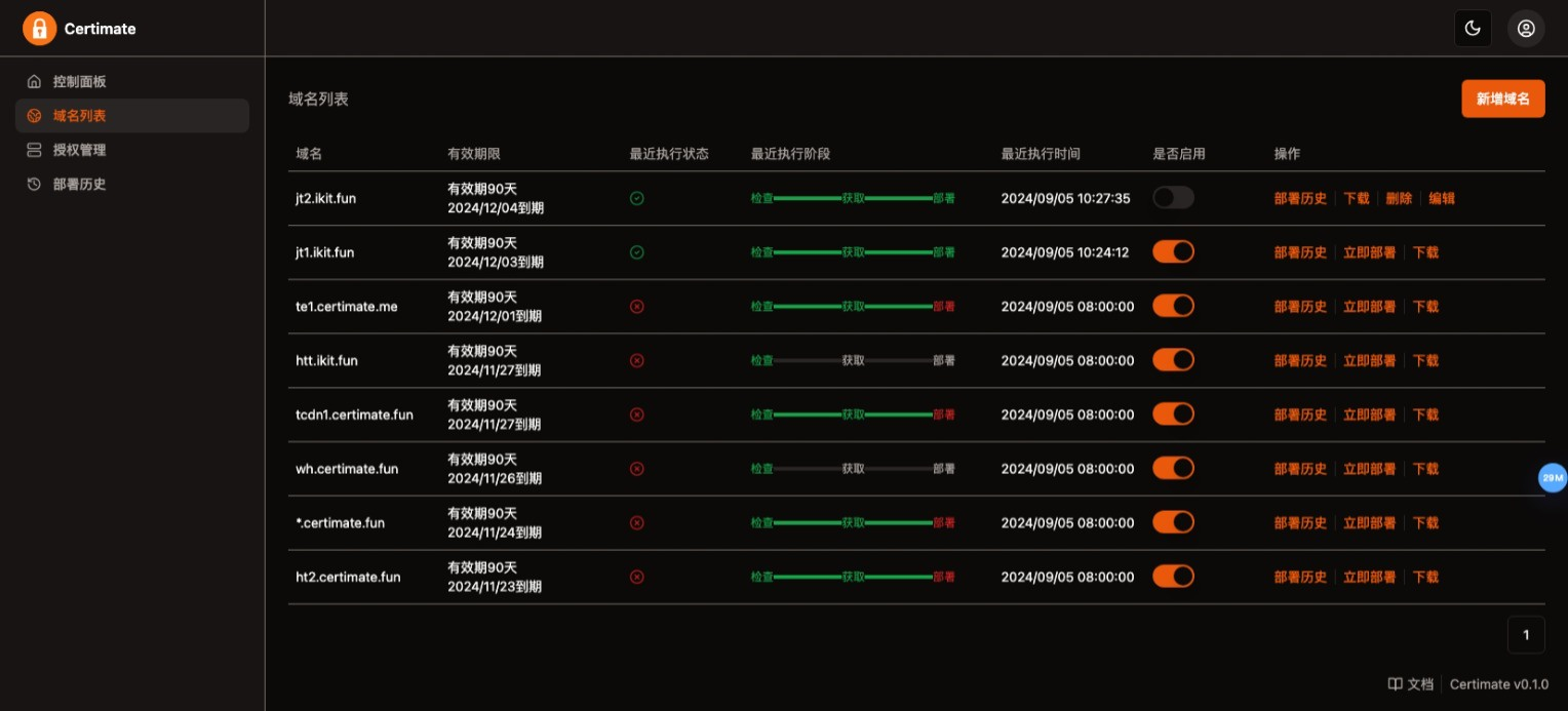 SSL证书管理系统工具网站源码，自动申请、部署SSL证书，并在证书即将过期时自动续期-观玄源码